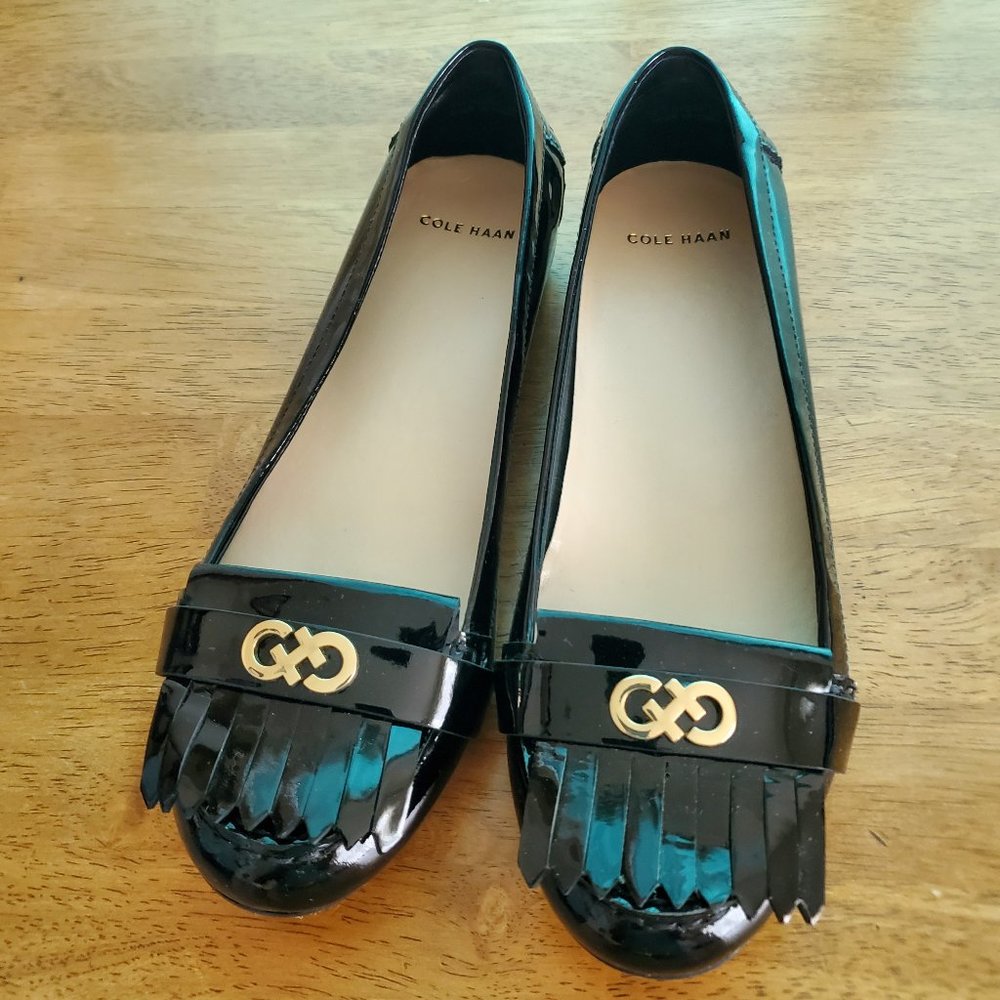 Cole Haan Patent Leather Slip On Flats-5B- Black